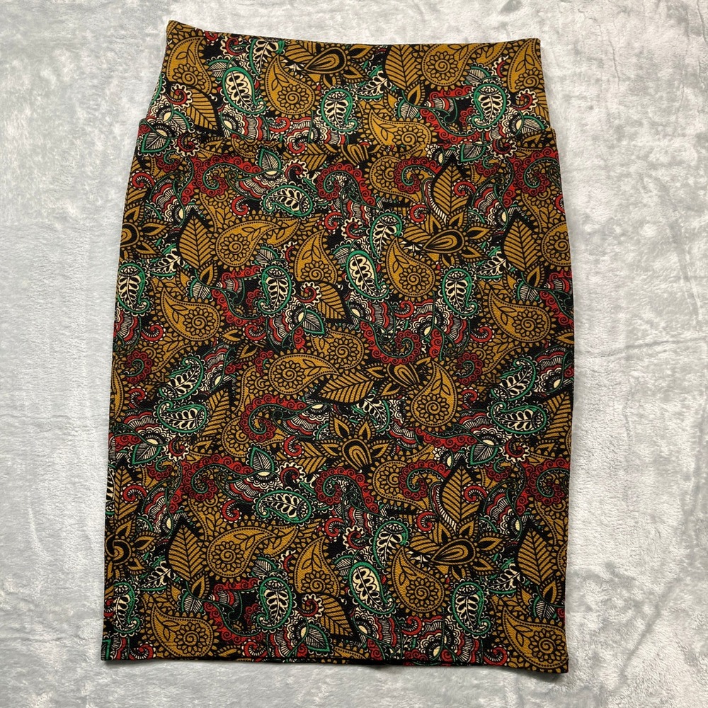 LuLaRoe Cassie Pencil Skirt‎ Womens Multicolor Paisley Stretch Knee Length M